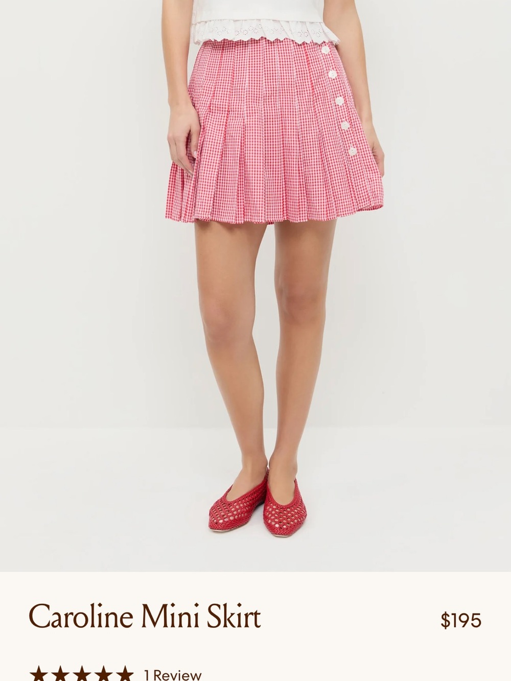 Loeffler Randall Pink Gingham Pleated Mini Skirt